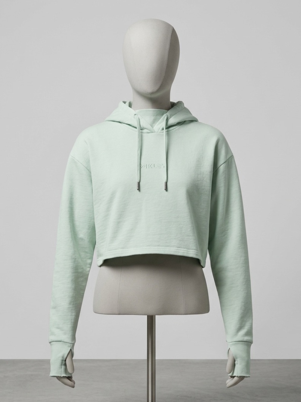 Oakley Women' Mint Green Cropped Hoodie-Sweatshirt Size M Thumbholes & Back Vent